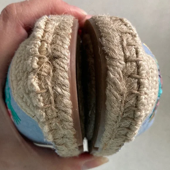 Talbots Blue & Tan Flamingo Embroidered Espadrilles - Picture 7 of 8